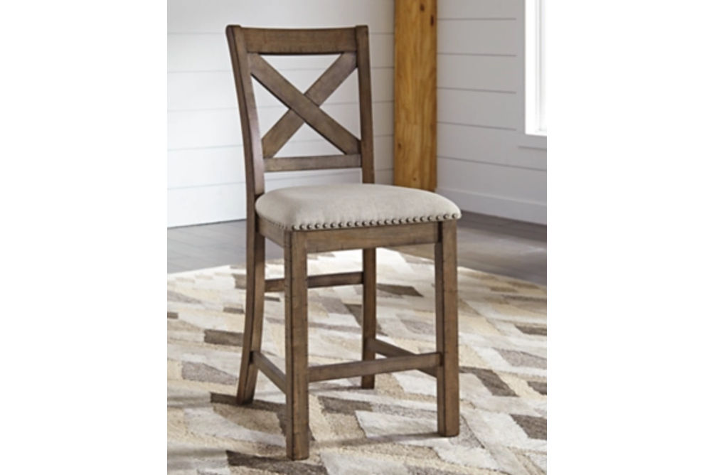 Signature Design by Ashley Moriville Counter Height Bar Stool (Set of 2)-Beige