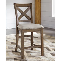 Signature Design by Ashley Moriville Counter Height Bar Stool (Set of 2)-Beige