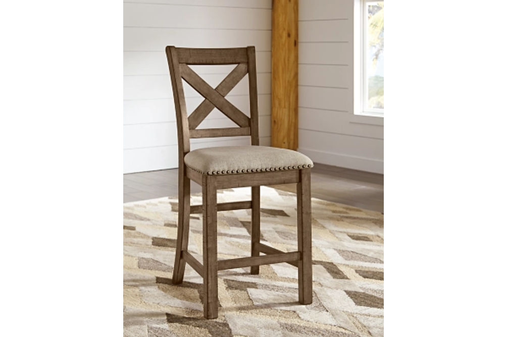 Signature Design by Ashley Moriville Counter Height Bar Stool (Set of 2)-Beige