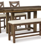 Moriville Counter Height Dining Table and 2 Barstools and Bench-Beige