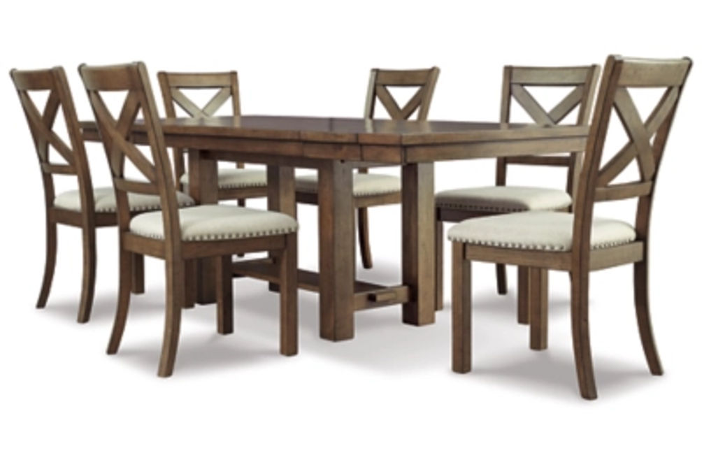 Signature Design by Ashley Moriville Dining Table and 6 Chairs-Beige