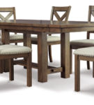 Signature Design by Ashley Moriville Dining Table and 6 Chairs-Beige
