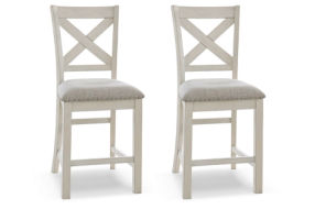 Signature Design by Ashley Robbinsdale Barstool (Set of 2)-Antique White