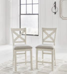 Signature Design by Ashley Robbinsdale Barstool (Set of 2)-Antique White