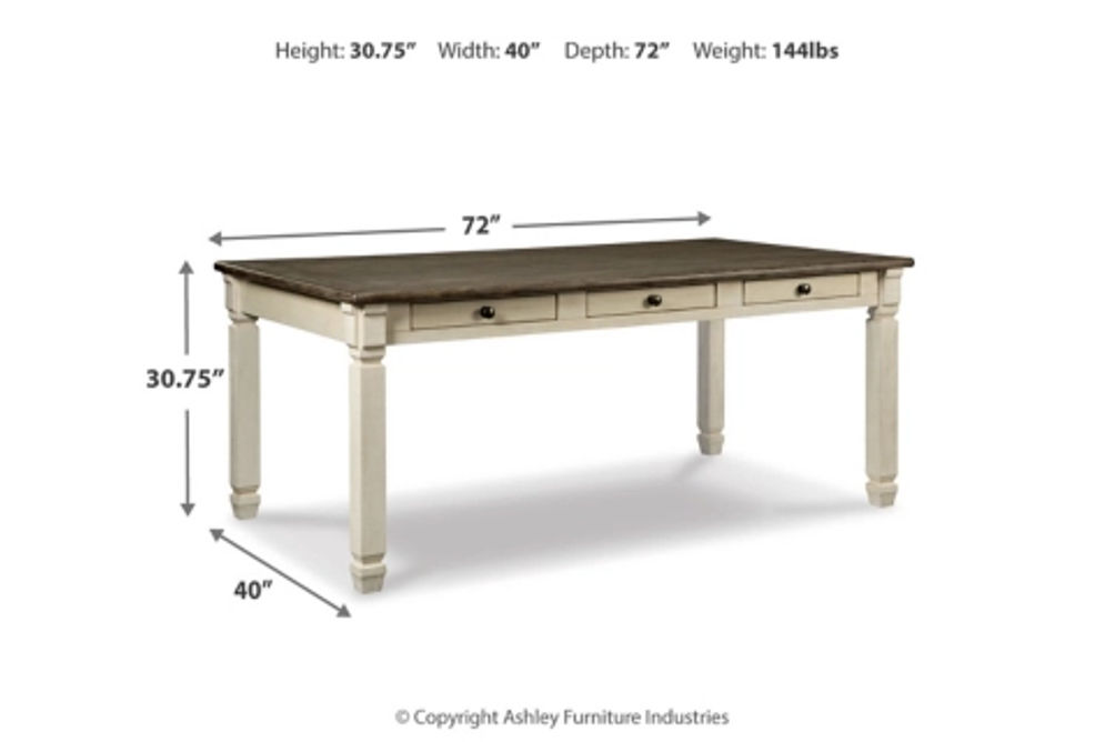 Signature Design by Ashley Bolanburg Dining Table, 6 Chairs, and Bench-Two-ton