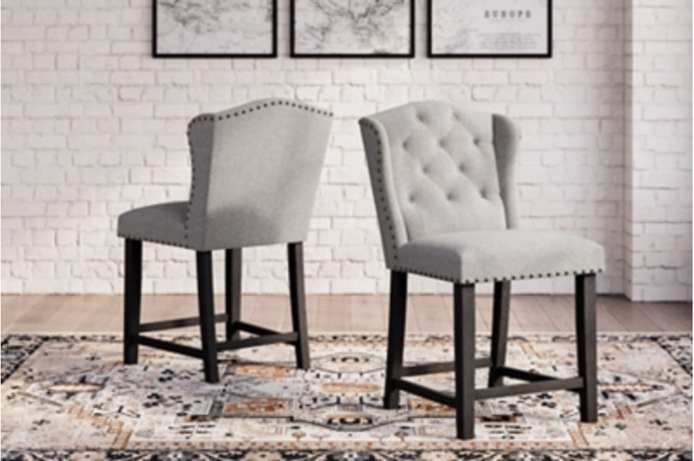 Signature Design by Ashley Jeanette Counter Height Bar Stool (Set of 2)-Black