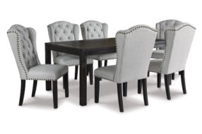 Signature Design by Ashley Jeanette Dining Table and 6 Chairs-Linen