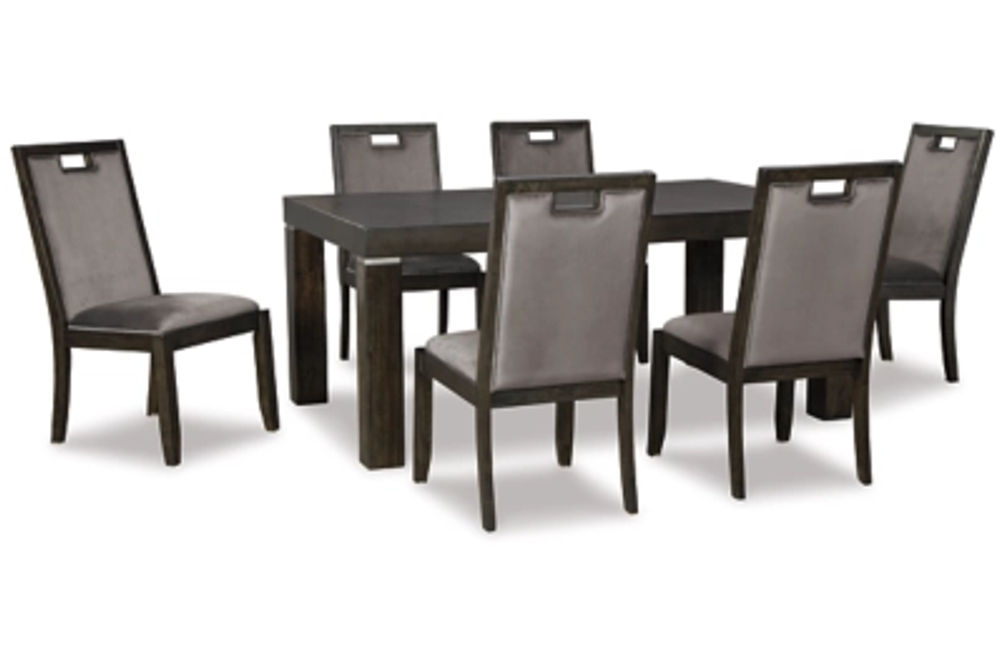 Signature Design by Ashley Hyndell Dining Table and 6 Chairs-Grayish Brown