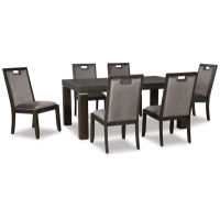 Signature Design by Ashley Hyndell Dining Table and 6 Chairs-Grayish Brown