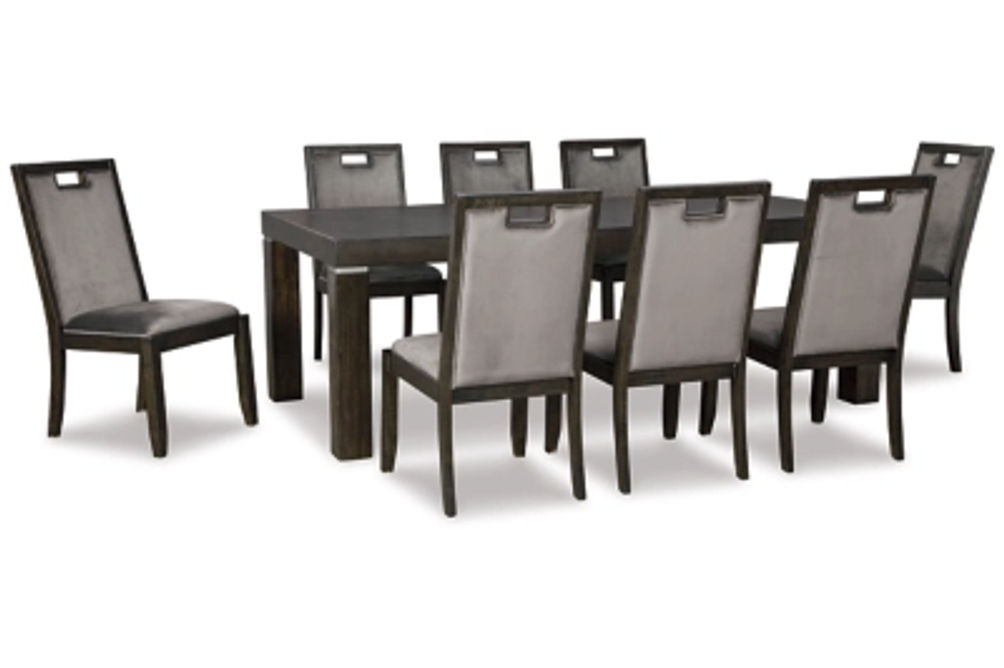 Signature Design by Ashley Hyndell Dining Table and 8 Chairs-Grayish Brown