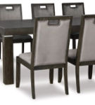 Signature Design by Ashley Hyndell Dining Table and 8 Chairs-Grayish Brown