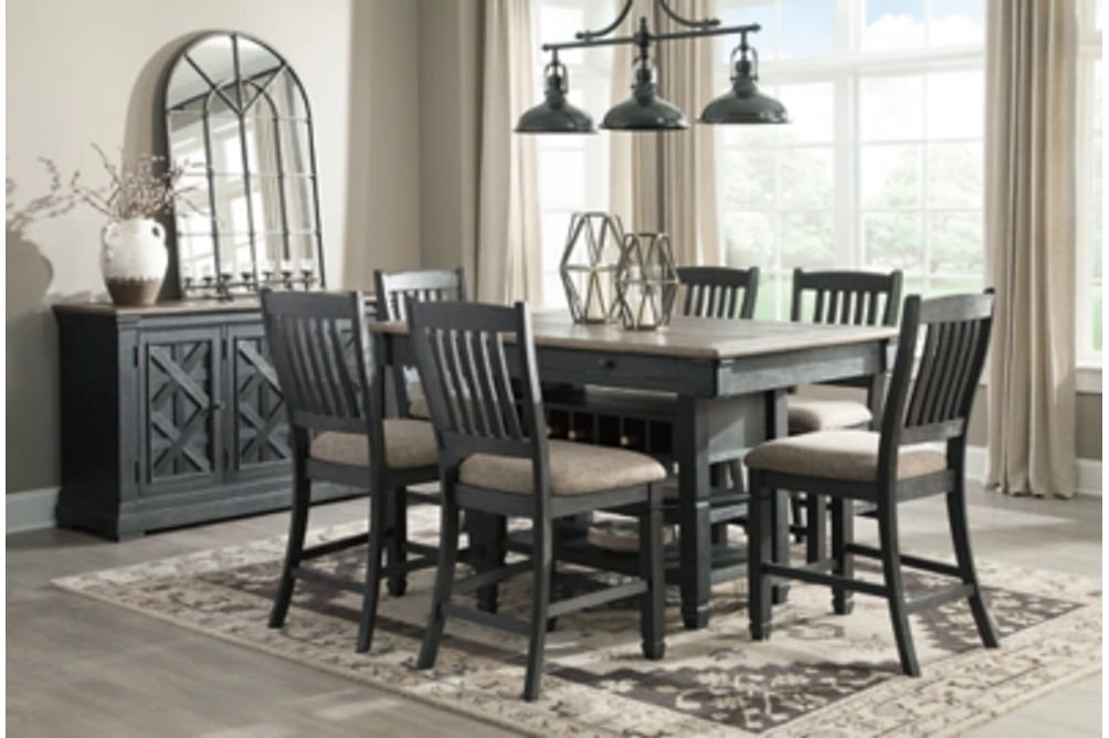 Tyler Creek Counter Height Dining Table and 6 Barstools-Black/Gray