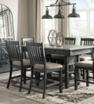 Tyler Creek Counter Height Dining Table and 6 Barstools-Black/Gray