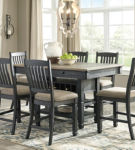 Tyler Creek Counter Height Dining Table and 6 Barstools-Black/Gray