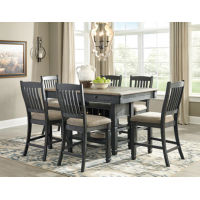 Tyler Creek Counter Height Dining Table and 6 Barstools-Black/Gray