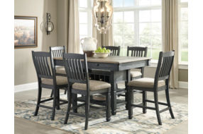 Tyler Creek Counter Height Dining Table and 6 Barstools-Black/Gray