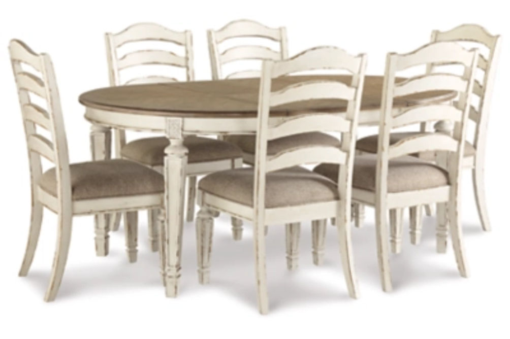 Signature Design by Ashley Realyn Dining Table and 6 Chairs-Chipped White