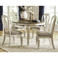Signature Design by Ashley Realyn Dining Table and 6 Chairs-Chipped White