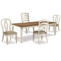 Signature Design by Ashley Realyn Dining Table and 4 Chairs-Chipped White