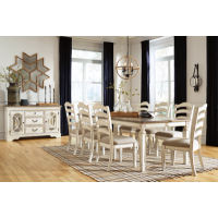 Signature Design by Ashley Realyn Dining Table and 8 Chairs-Chipped White