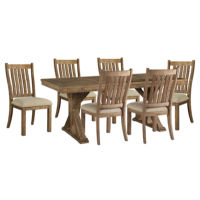 Signature Design by Ashley Grindleburg Dining Table and 6 Chairs-Light Brown