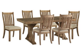 Signature Design by Ashley Grindleburg Dining Table and 6 Chairs-Light Brown