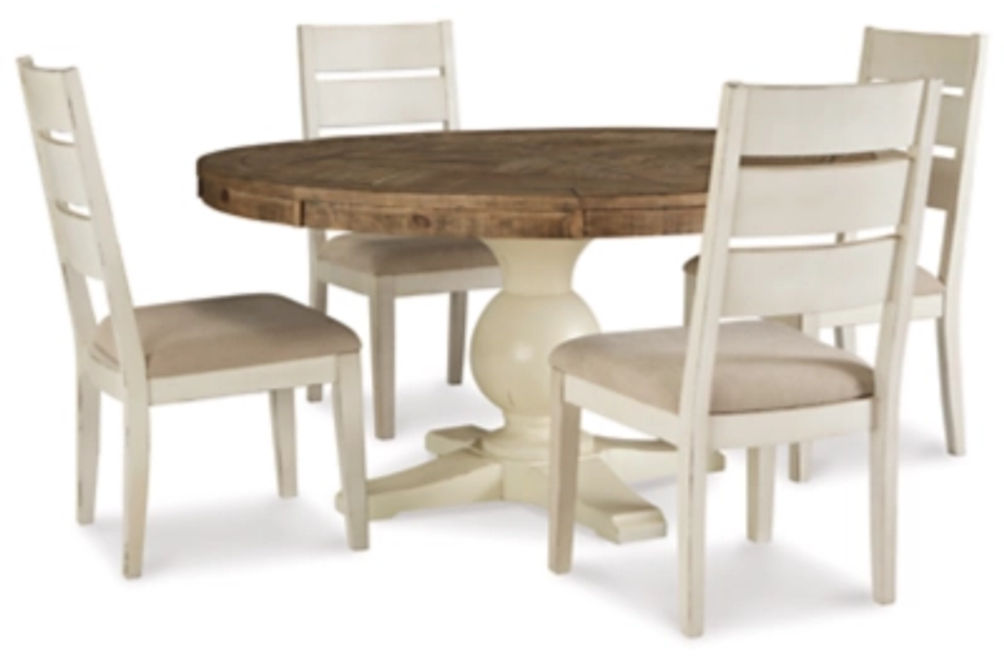 Signature Design by Ashley Grindleburg Dining Table and 4 Chairs-Antique White