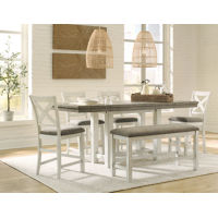 Benchcraft Brewgan Counter Height Dining Table, 4 Barstools and Bench