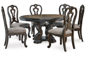 Signature Design by Ashley Maylee Dining Table and 6 Chairs-Dark Brown