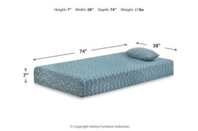 Sierra Sleep by Ashley iKidz Blue Twin Mattress and Pillow-Blue