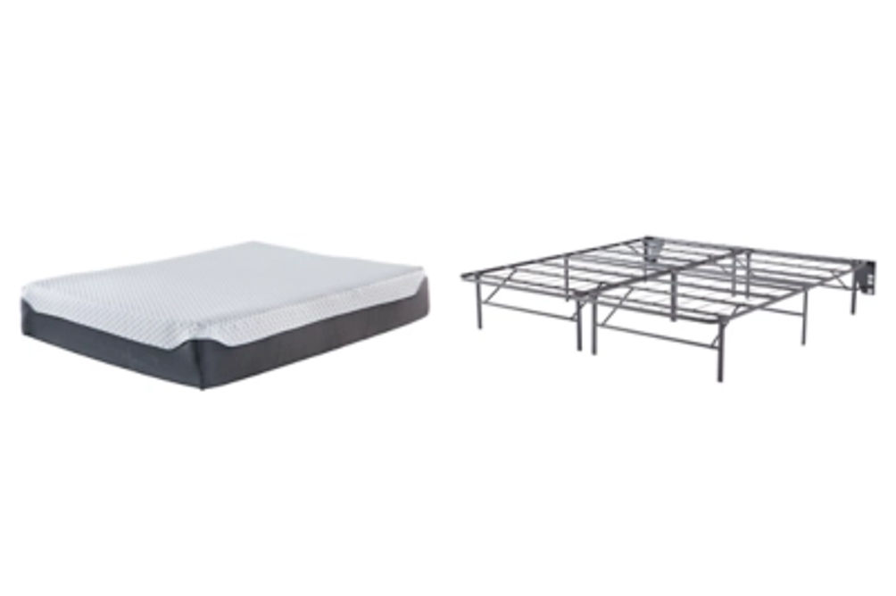 Sierra Sleep by Ashley 12 Inch Chime Elite King Foundation with Mattress-Gray