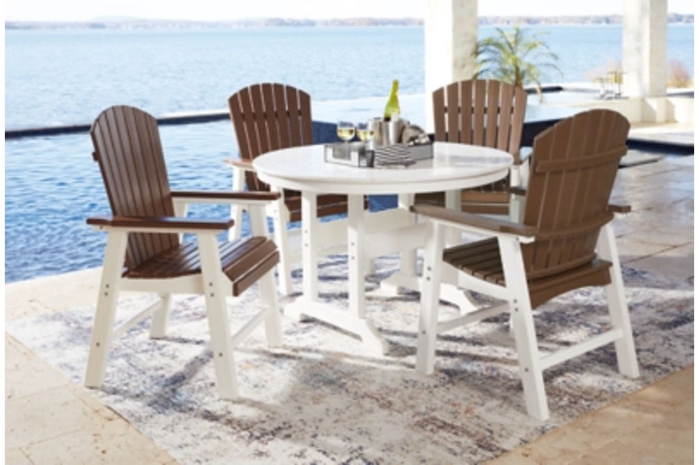 Signature Design by Ashley Crescent Luxe Outdoor Dining Table with 4 Chairs-Wh