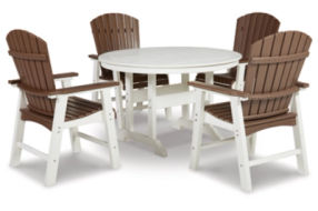 Signature Design by Ashley Crescent Luxe Outdoor Dining Table with 4 Chairs-Wh