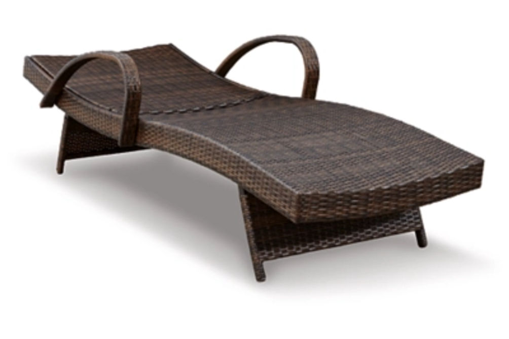 Signature Design by Ashley Kantana 2 Outdoor Chaise Lounge Chairs and End Tabl