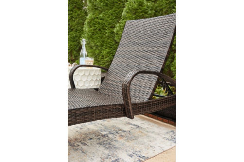 Signature Design by Ashley Kantana 2 Outdoor Chaise Lounge Chairs and End Tabl