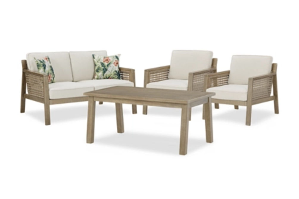 Signature Design by Ashley Barn Cove Outdoor Loveseat, 2 Lounge Chairs and Cof