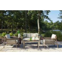 Signature Design by Ashley Barn Cove Outdoor Loveseat, 2 Lounge Chairs and Cof