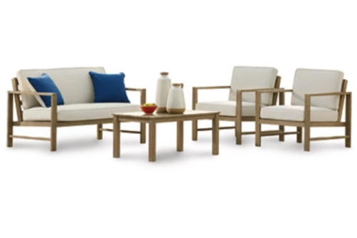 Signature Design by Ashley Fynnegan Outdoor Loveseat, 2 Lounge Chairs and Coff