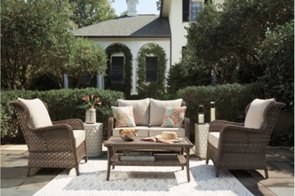 Signature Design by Ashley Clear Ridge Outdoor Loveseat, 2 Lounge Chairs and C