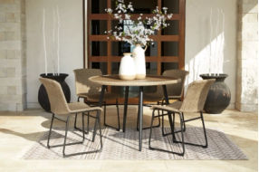 Signature Design by Ashley Amaris Outdoor Dining Table with 4 Chairs-Brown/Bla