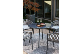 Signature Design by Ashley Palm Bliss Outdoor Dining Table with 2 Chairs-Gray