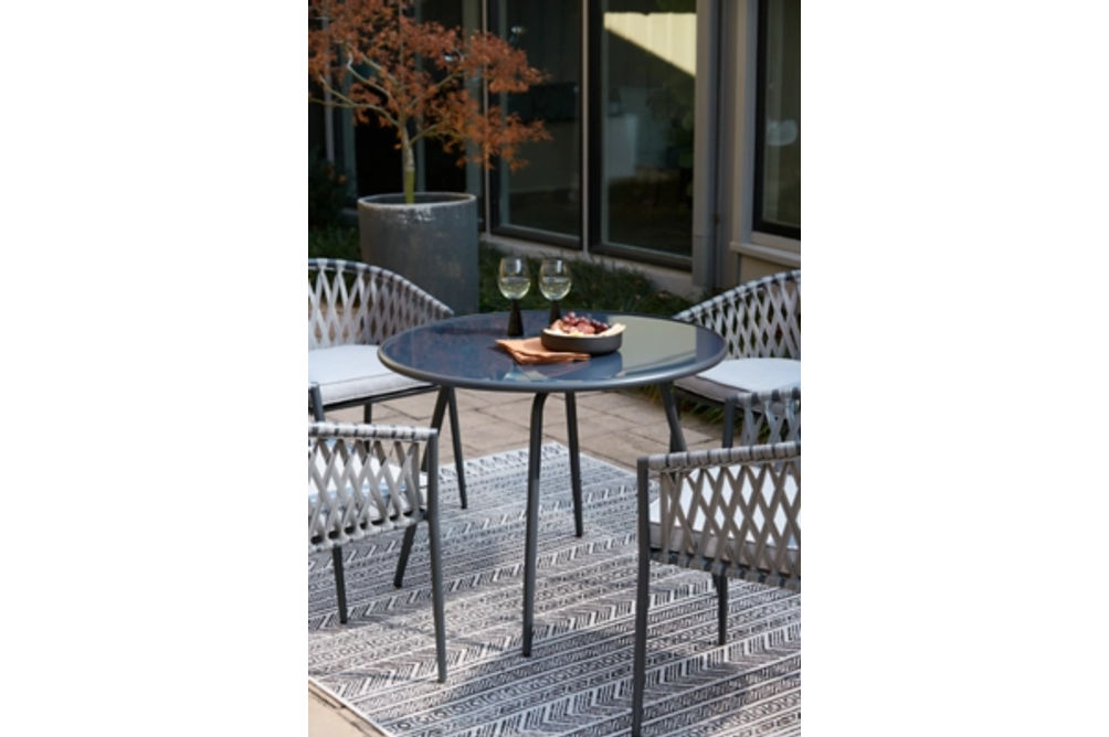 Signature Design by Ashley Palm Bliss Outdoor Dining Table with 2 Chairs-Gray