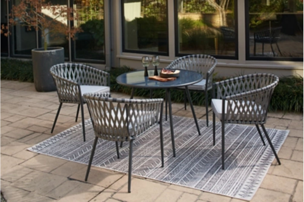 Signature Design by Ashley Palm Bliss Outdoor Dining Table with 2 Chairs-Gray