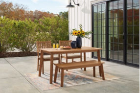 Signature Design by Ashley Janiyah Outdoor Dining Table with 2 Chairs and Benc