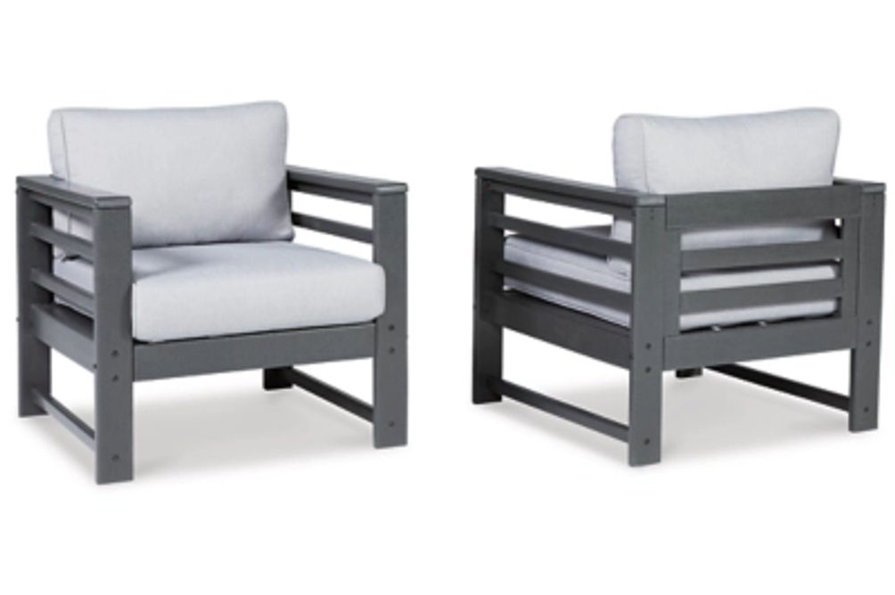 Signature Design by Ashley Amora Outdoor Loveseat, 2 Lounge Chairs and Coffee