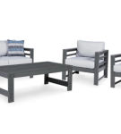 Signature Design by Ashley Amora Outdoor Loveseat, 2 Lounge Chairs and Coffee