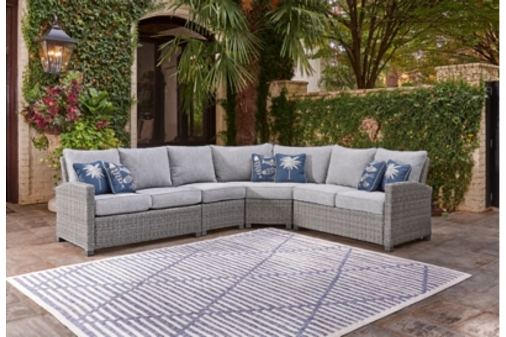 Signature Design by Ashley Naples Beach 4-Piece Outdoor Sectional-Light Gray