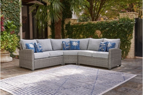 Signature Design by Ashley Naples Beach 3-Piece Outdoor Sectional-Light Gray