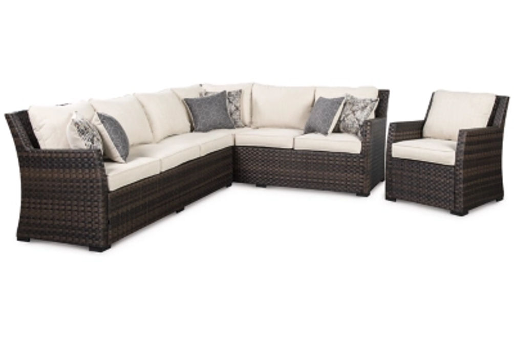 Signature Design by Ashley Easy Isle Sofa Sectional and 2 Lounge Chairs-Dark B