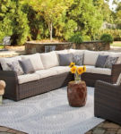 Signature Design by Ashley Easy Isle Sofa Sectional and 2 Lounge Chairs-Dark B